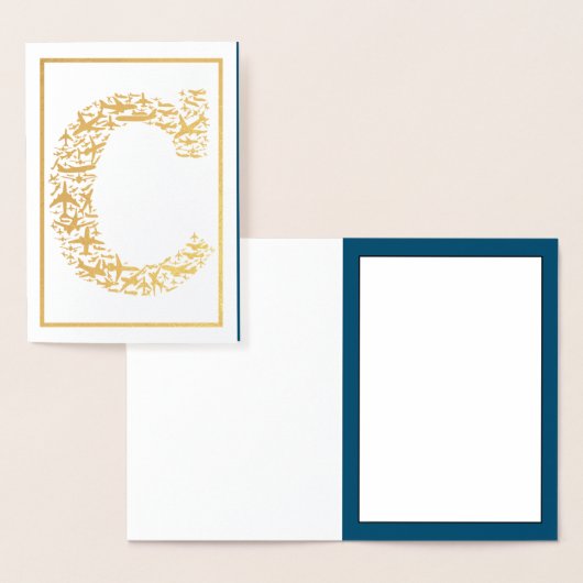 Letter C Initiaal Vliegtuigluchtvaart Folie Kaarten (Display)