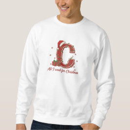 Letter C Kerst Monogram Ontwerp Trui