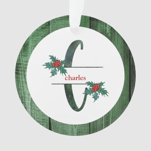 *~* Letter C-kerstfotograaf Rustic Wood AP44 Ornament (voorkant)