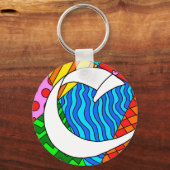 Letter C Kleurrijke Doodles Sleutelhanger (Voorkant)