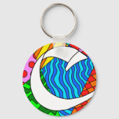 Letter C Kleurrijke Doodles Sleutelhanger (Achterkant)