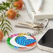 Letter C kleurrijke doodles Sleutelhanger (Voorkant Rechts)