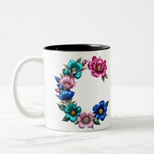 Letter C Koffie Mok – Bloemontwerp voor Gifting