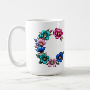 Letter C Koffie Mok – Bloemontwerp voor Gifting