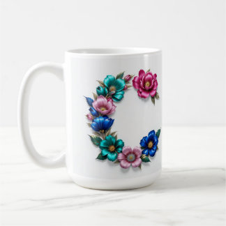Letter C Koffie Mok – Bloemontwerp voor Gifting