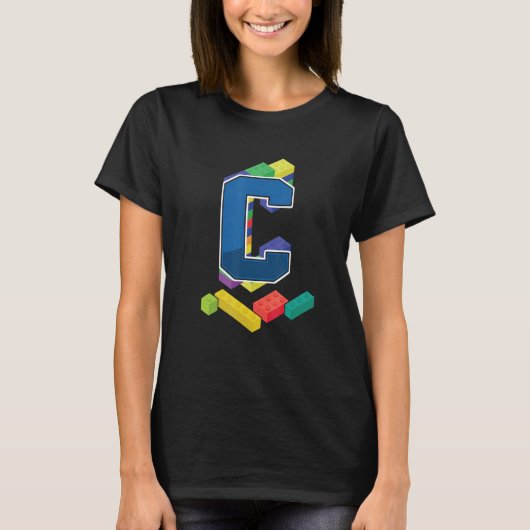 Letter C Master Builder Alfabet Achternaam bouwen T-shirt (Voorkant)