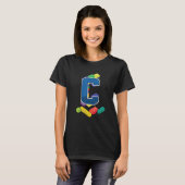 Letter C Master Builder Alfabet Achternaam bouwen T-shirt (Voorkant volledig)