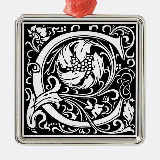 Letter C Medieval Monogram  Initiaal Metalen Ornament (Voorkant)