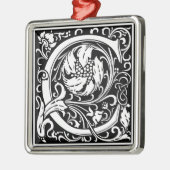 Letter C Medieval Monogram  Initiaal Metalen Ornament (Links)