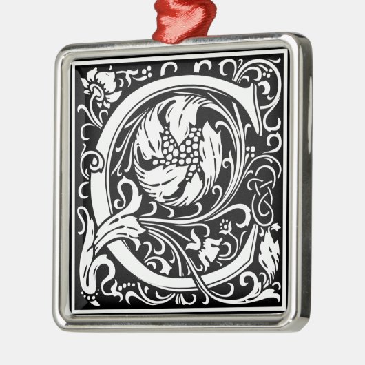 Letter C Medieval Monogram  Initiaal Metalen Ornament (Links)