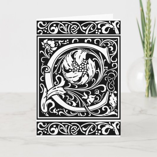 Letter C Medieval Monogram  Initiaal Notitiekaartje (Voorkant)