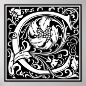 Letter C Medieval Monogram Initiaal Poster (Voorkant)