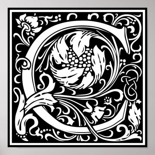 Letter C Medieval Monogram Initiaal Poster (Voorkant)