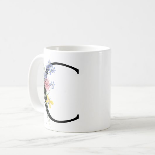 Letter C met bloemen Koffiemok (Voorkant links)