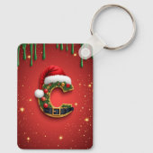 Letter C Met Kerstkrans Decoratie 🎁 Sleutelhanger (Achterkant)