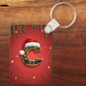 Letter C Met Kerstkrans Decoratie 🎁 Sleutelhanger (Achterkant)