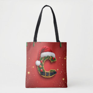 Letter C Met Kerstkrans Decoratie 🎁 Tote Bag