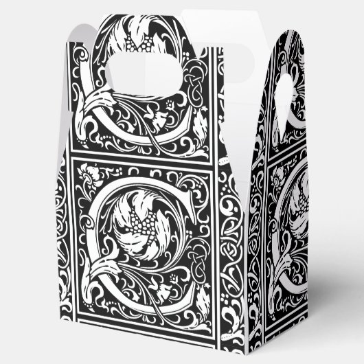 Letter C Middeleeuws Monogram Art Nouveau Bedankdoosjes (Geopend)