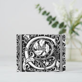 Letter C Middeleeuws Monogram Art Nouveau Briefkaart (Staand voorkant)