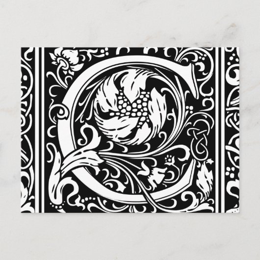 Letter C Middeleeuws Monogram Art Nouveau Briefkaart (Voorkant)