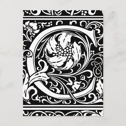 Letter C Middeleeuws Monogram Art Nouveau Briefkaart (Voorkant)