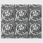 Letter C Middeleeuws Monogram Art Nouveau Cadeaupapier (Vlak)