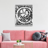Letter C Middeleeuws Monogram Art Nouveau Canvas Afdruk (Insitu (Woonkamer))
