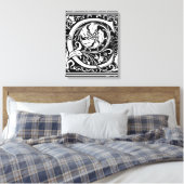 Letter C Middeleeuws Monogram Art Nouveau Canvas Afdruk (Insitu (Slaapkamer))