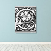 Letter C Middeleeuws Monogram Art Nouveau Canvas Afdruk (Insitu (Houten vloer))