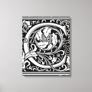 Letter C Middeleeuws Monogram Art Nouveau Canvas Afdruk