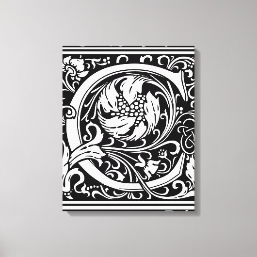 Letter C Middeleeuws Monogram Art Nouveau Canvas Afdruk (Voorkant)