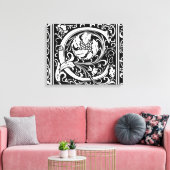 Letter C Middeleeuws Monogram Art Nouveau Canvas Afdruk (Insitu (Woonkamer))