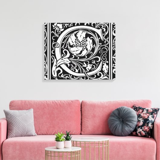 Letter C Middeleeuws Monogram Art Nouveau Canvas Afdruk (Insitu (Woonkamer))