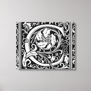 Letter C Middeleeuws Monogram Art Nouveau Canvas Afdruk