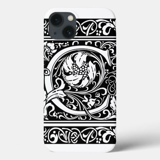 Letter C Middeleeuws Monogram Art Nouveau Case-Mate iPhone Case (Achterkant)