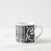 Letter C Middeleeuws Monogram Art Nouveau Espresso Kop (Rechts)