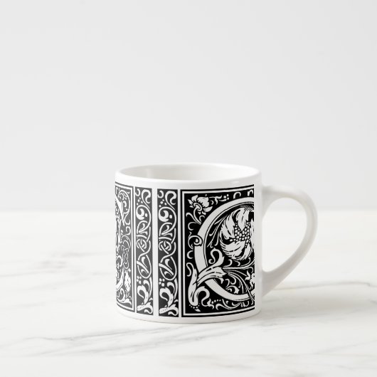 Letter C Middeleeuws Monogram Art Nouveau Espresso Kop (Rechts)