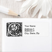 Letter C Middeleeuws Monogram Art Nouveau Etiket (Insitu)