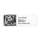 Letter C Middeleeuws Monogram Art Nouveau Etiket (Voorkant)