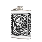 Letter C Middeleeuws Monogram Art Nouveau Heupfles (Links)