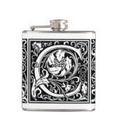 Letter C Middeleeuws Monogram Art Nouveau Heupfles (Voorkant)