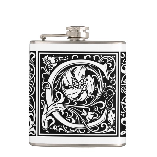 Letter C Middeleeuws Monogram Art Nouveau Heupfles (Voorkant)