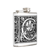 Letter C Middeleeuws Monogram Art Nouveau Heupfles (Rechts)