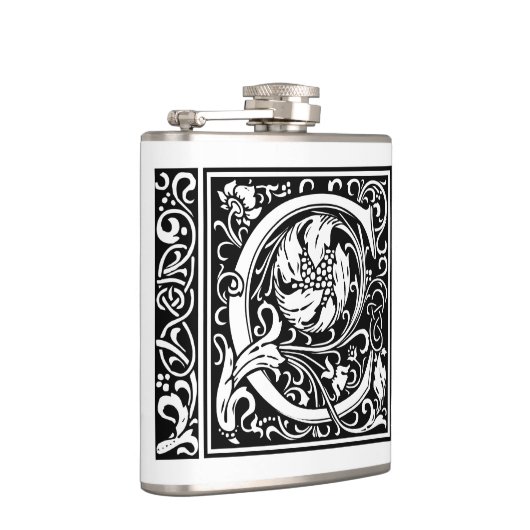 Letter C Middeleeuws Monogram Art Nouveau Heupfles (Rechts)