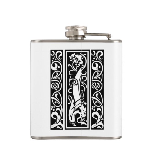 Letter C Middeleeuws Monogram Art Nouveau Heupfles (Achterkant)