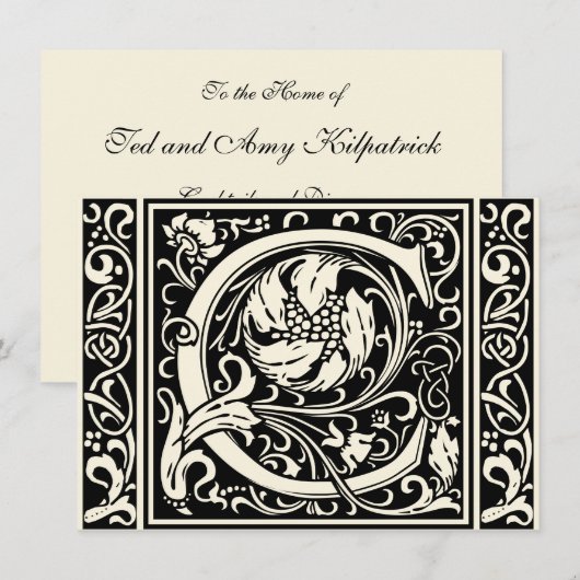 Letter C Middeleeuws Monogram Art Nouveau Kaart (Voorkant / Achterkant)