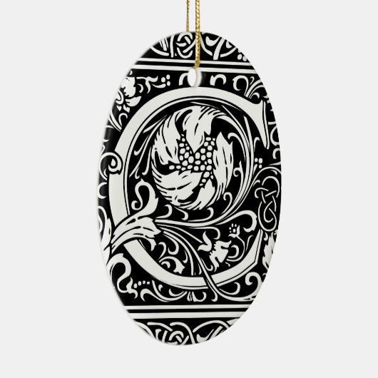 Letter C Middeleeuws Monogram Art Nouveau Keramisch Ornament (Rechts)