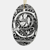 Letter C Middeleeuws Monogram Art Nouveau Keramisch Ornament (Links)