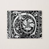 Letter C Middeleeuws Monogram Art Nouveau Legpuzzel (Horizontaal)