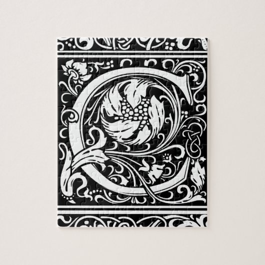 Letter C Middeleeuws Monogram Art Nouveau Legpuzzel (Verticaal)